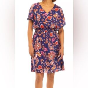 Robbie Bee Women’s Short Sleeve Paisley Print Chiffon Dress, Size Large